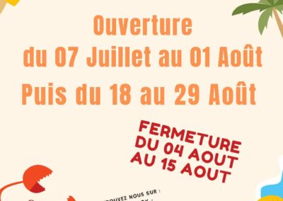 Vacances d’été : périodes d’ouvertures