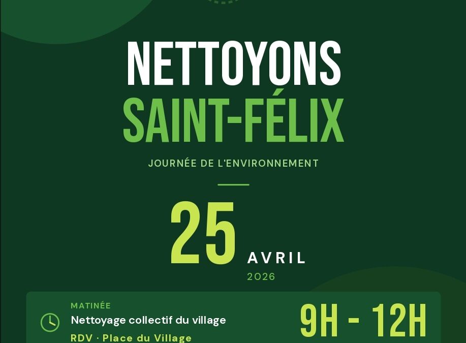 Nettoyons Saint-Félix ! Journée de l&rsquo;environnement